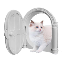 HKM-7679293 Minimalist Plastic Cat and Dog Door with Direction Control in White, Black, and Brown