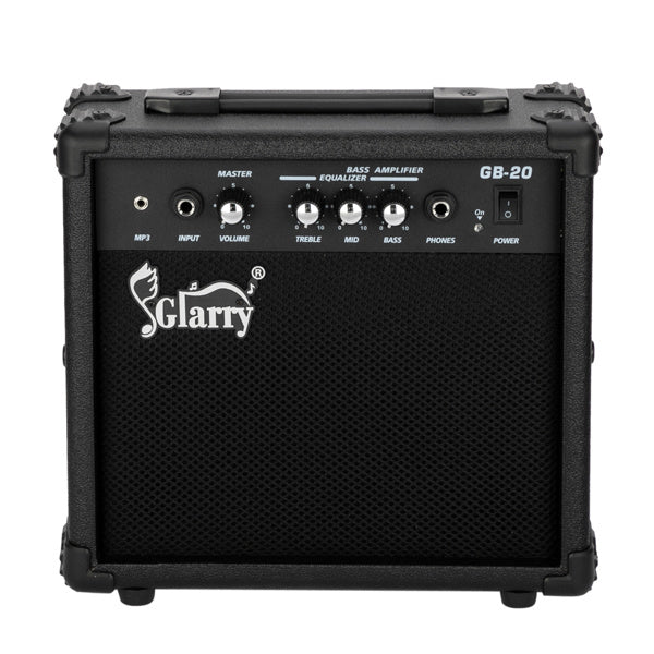 HKM-767955 20W Electric Bass Amplifier with Headphone and Auxiliary Inputs - Compact and Portable Design in Black