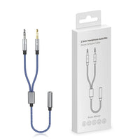 HKM-768019 3.5mm Y Splitter Adapter - 2 Male to 1 Female Audio Cable for Earphones and Microphones on Computer and Laptop