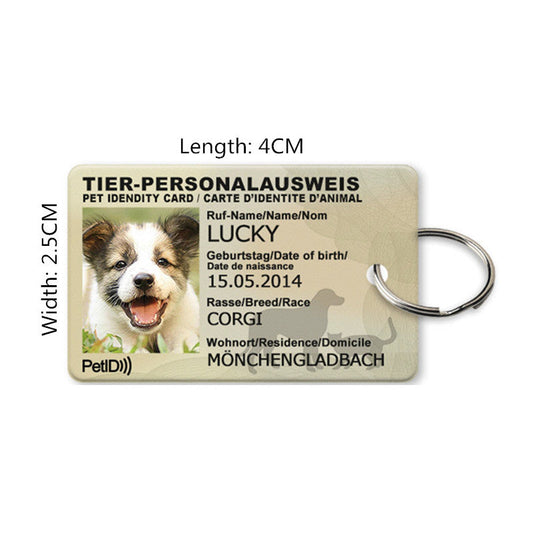 HKM-7680317 Custom Pet ID Card with Photo, Name, Breed, and Date of Birth - 4x2.5 cm