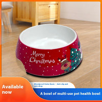 HKM-7680445 Stainless Steel Double Layer Pet Bowl for Dogs and Cats, Melamine Design, Multiple Sizes Available