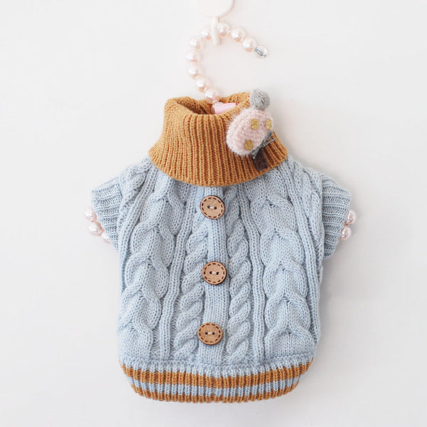 HKM-7682237 Cozy Knitted Pet Sweater in Sweet Colors for Small Dogs and Cats - Warm Winter Jacket