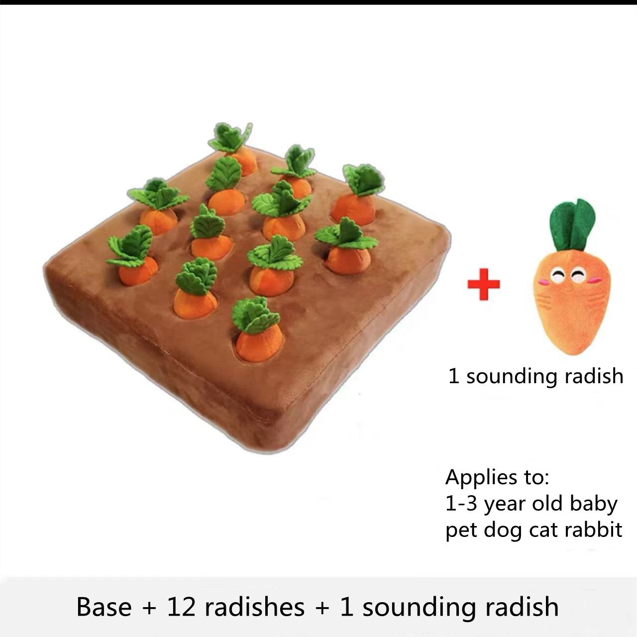 HKM-7682877 Durable Carrot Plush Chew Toy for Dogs and Cats with Interactive Snuffle Mat Design