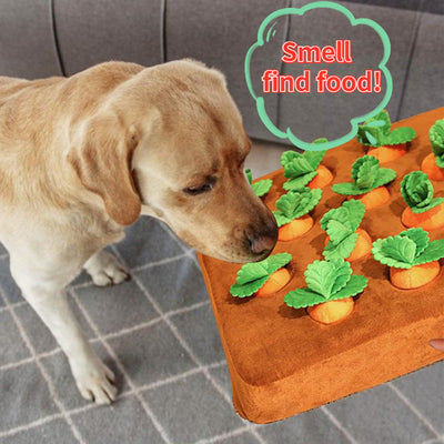 HKM-7682877 Durable Carrot Plush Chew Toy for Dogs and Cats with Interactive Snuffle Mat Design