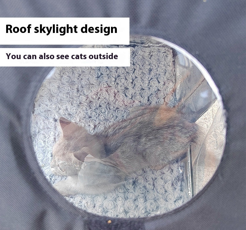 HKM-7684285 Waterproof Black Outdoor Cat House with Reflective Sunroof for All Seasons