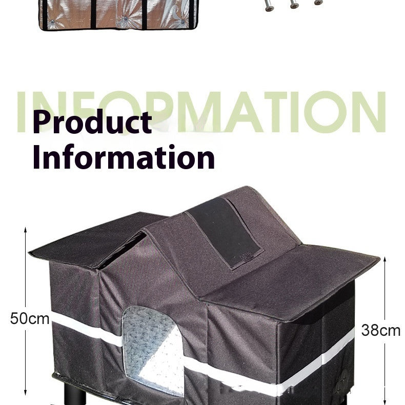 HKM-7684285 Waterproof Black Outdoor Cat House with Reflective Sunroof for All Seasons