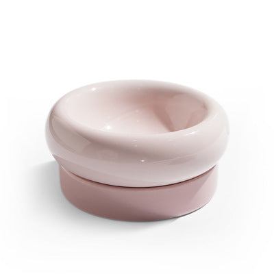 HKM-7684413 Mochi Ceramic Cat Bowl in Pink and Green - 80-120g Capacity