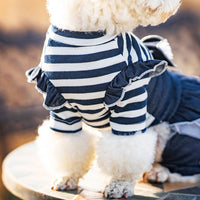 HKM-7684797 Denim Bow Princess Mesh Pettiskirt for Pets - Available in Dots and Stripes Design