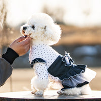 HKM-7684797 Denim Bow Princess Mesh Pettiskirt for Pets - Available in Dots and Stripes Design