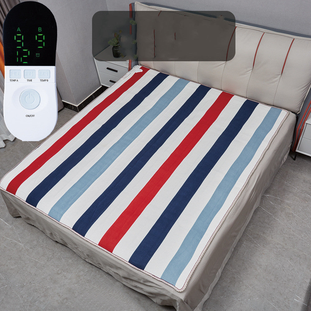 HKM-768595 Temperature-Controlled Electric Blanket with Double Helix Heating Wire and Intelligent Safety Features, Colorful Stripe Design