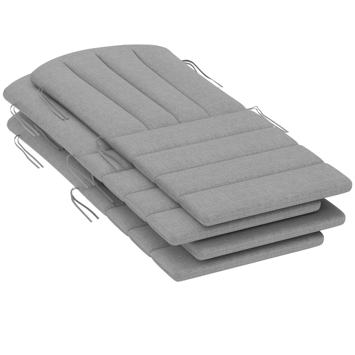 HKM-768659 High-Back Adirondack Chair Cushion Set of 4, Gray, Foam Padding with Ties, Splash-Resistant, Non-Slip Design