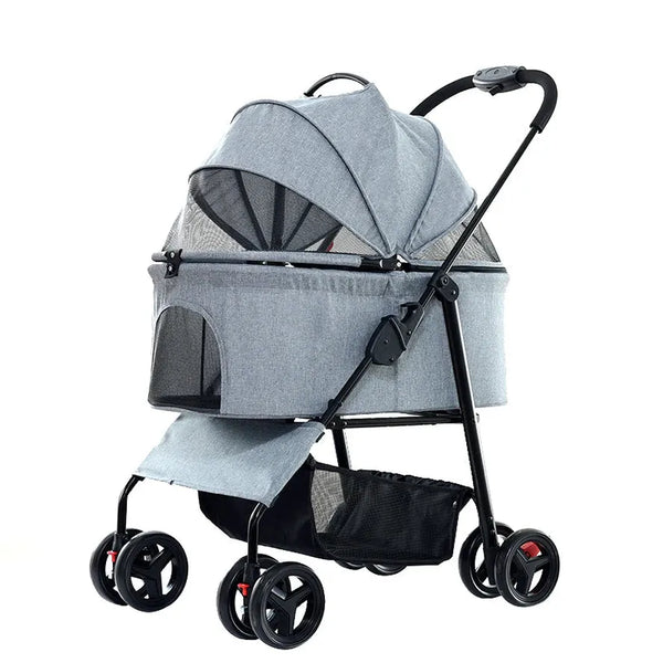 HKM-768787 Luxury Folding Pet Stroller for Comfortable Outdoor Travel with Dogs