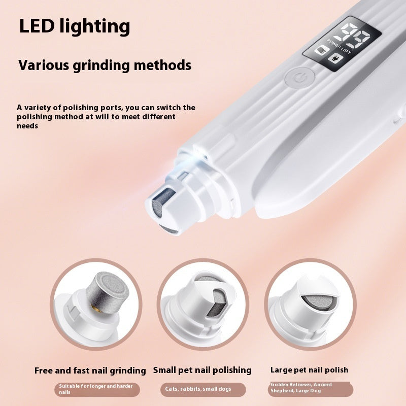 HKM-7687997 Pet Nail Clipper with Nail Piercing Device - HZ8 White, 4-Hour Battery Life, Durable ABS Material