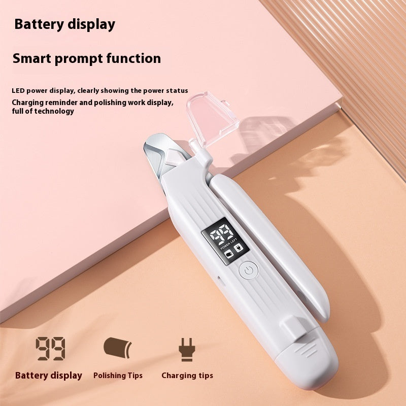 HKM-7687997 Pet Nail Clipper with Nail Piercing Device - HZ8 White, 4-Hour Battery Life, Durable ABS Material
