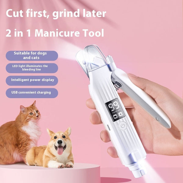 HKM-7687997 Pet Nail Clipper with Nail Piercing Device - HZ8 White, 4-Hour Battery Life, Durable ABS Material