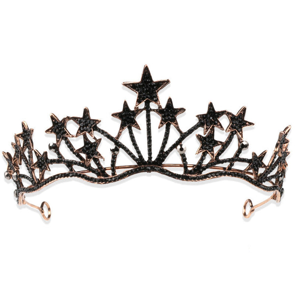 HKM-768851 Exaggerated Star-Shaped Bridal Wedding Headdress with White Crystal Accents