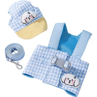 HKM-7689661 Outdoor Sunshade Hat and Chest Strap with Hand Holding Rope for Dogs and Cats - Available in Blue and Brown