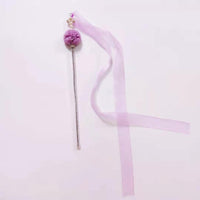 HKM-7690813 Elegant Purple and Peach Flannel Cat Wand T oy with 100cm Yarn Belt