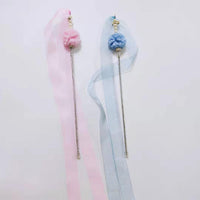 HKM-7690813 Elegant Purple and Peach Flannel Cat Wand T oy with 100cm Yarn Belt