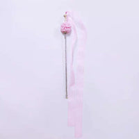 HKM-7690813 Elegant Purple and Peach Flannel Cat Wand T oy with 100cm Yarn Belt