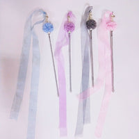 HKM-7690813 Elegant Purple and Peach Flannel Cat Wand T oy with 100cm Yarn Belt