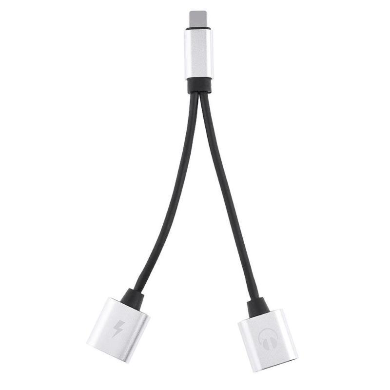 HKM-769171 Lightning Audio Adapter for iPhone - Dual Function Charging & Headphones Compatibility - 135mm Aluminum Alloy Design