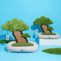 HKM-769235 Pine Tree Shape Cat Litter Bed in Plush for Resting and Claw Grinding
