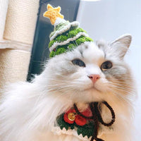 HKM-769427 Handmade Woolen Pet Hat for Cats, Small Dogs, and Rabbits - Green, One Size Fits All