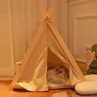 HKM-7694781 Removable and Washable Cat Litter Tent in Striped Canvas with Solid Wood Frame, Multiple Colors Available