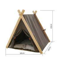 HKM-7694781 Removable and Washable Cat Litter Tent in Striped Canvas with Solid Wood Frame, Multiple Colors Available