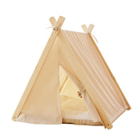 HKM-7694781 Removable and Washable Cat Litter Tent in Striped Canvas with Solid Wood Frame, Multiple Colors Available