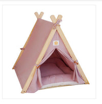 HKM-7694781 Removable and Washable Cat Litter Tent in Striped Canvas with Solid Wood Frame, Multiple Colors Available