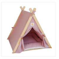 HKM-7694781 Removable and Washable Cat Litter Tent in Striped Canvas with Solid Wood Frame, Multiple Colors Available