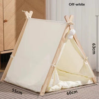 HKM-7694781 Removable and Washable Cat Litter Tent in Striped Canvas with Solid Wood Frame, Multiple Colors Available