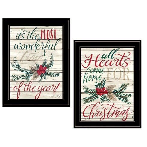 HKM-769555 All Hearts Come Home for Christmas 2-Piece Framed Vignette by Artisan Cindy Jacobs, Ready to Hang, Multicolor