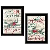 HKM-769555 All Hearts Come Home for Christmas 2-Piece Framed Vignette by Artisan Cindy Jacobs, Ready to Hang, Multicolor