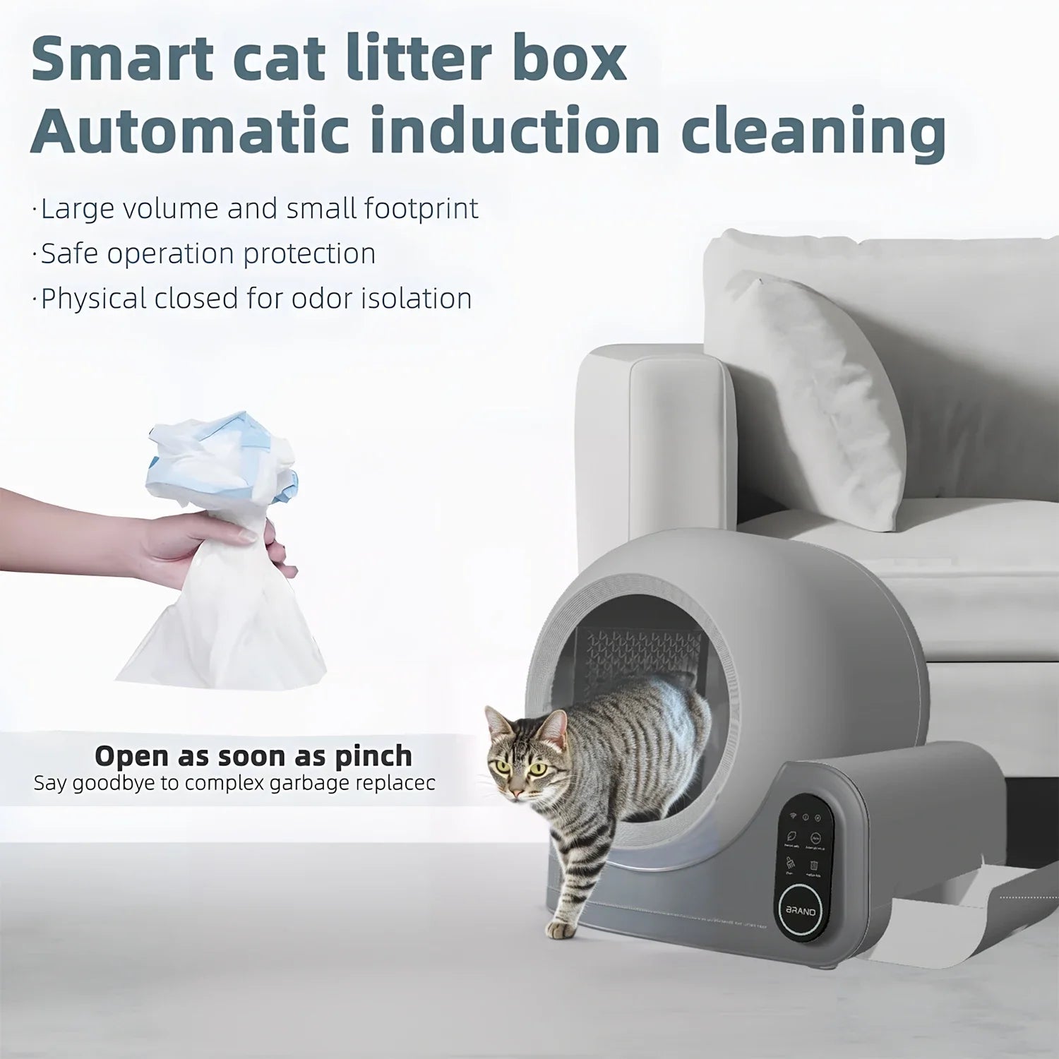 HKM-769555 Automatic Self-Cleaning Cat Litter Box with Top Entry, Odor Control, 66L Capacity, APP & Button Control