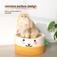 HKM-7695933 Round Cat Scratch Board - Wear-Resistant Jute Flannel Sofa Protector in Rabbit and Orange