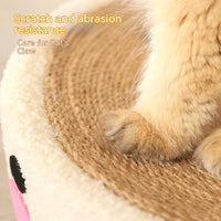 HKM-7695933 Round Cat Scratch Board - Wear-Resistant Jute Flannel Sofa Protector in Rabbit and Orange