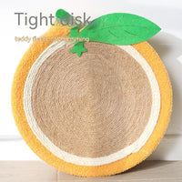 HKM-7695933 Round Cat Scratch Board - Wear-Resistant Jute Flannel Sofa Protector in Rabbit and Orange
