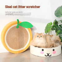 HKM-7695933 Round Cat Scratch Board - Wear-Resistant Jute Flannel Sofa Protector in Rabbit and Orange