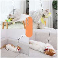 HKM-7696573 Cat Play Stick with Long Feathered Toy and Biting Rope - 41CM Rod