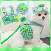 HKM-7697981 Frog and French Fries Patterned Pet Harness and Lead Rope Sets for Cats