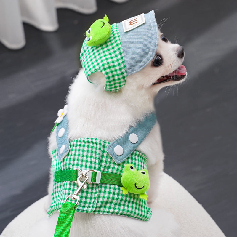 HKM-7697981 Frog and French Fries Patterned Pet Harness and Lead Rope Sets for Cats