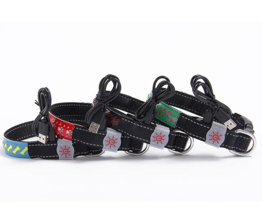 HKM-769811 LED Dog Collar with USB Rechargeable Light - Adjustable Sizes 40cm, 50cm, 60cm