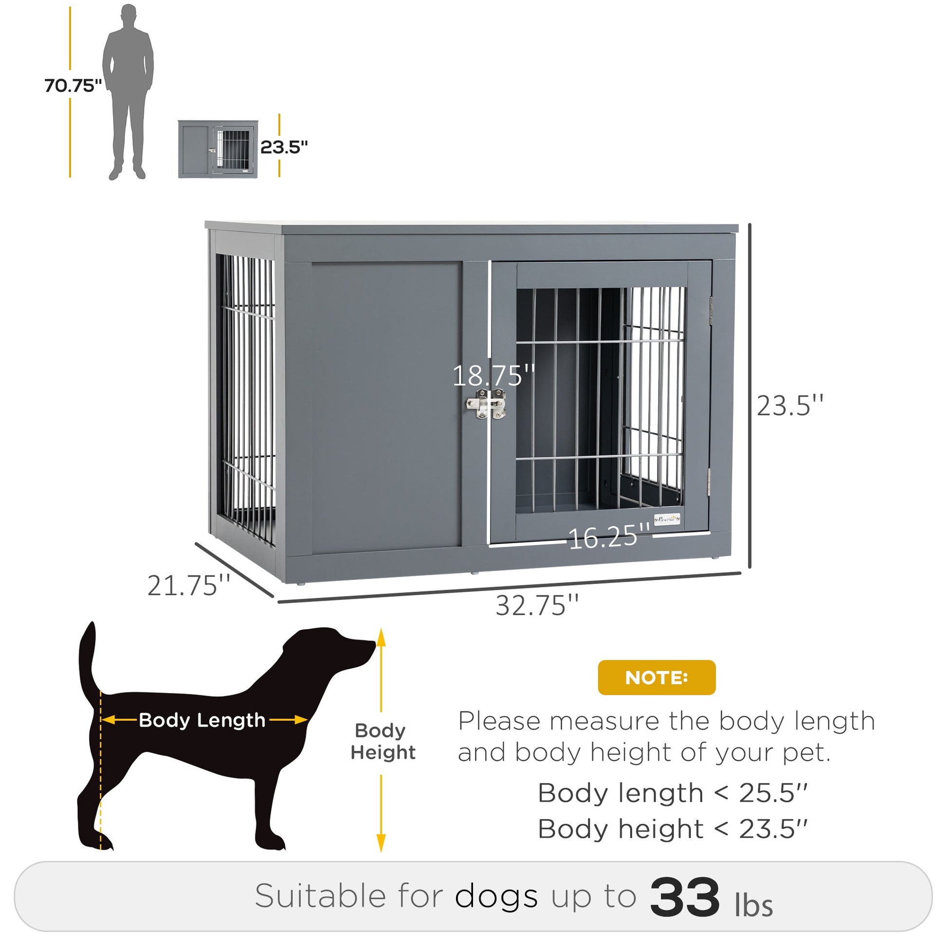 HKM-7699389 Furniture-Style Dog Crate and End Table for Small to Medium Dogs