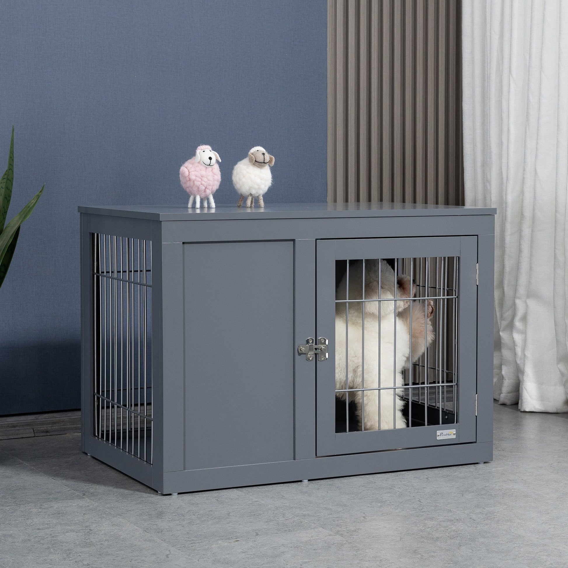 HKM-7699389 Furniture-Style Dog Crate and End Table for Small to Medium Dogs