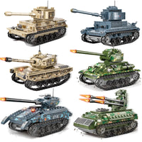 HKM-770003 Multi-Style Tank Building Block Set with Military Figures - Educational Construction Toy for Ages 6+