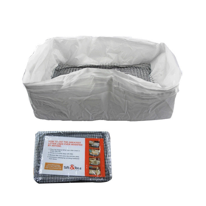 HKM-7701693 Plastic Cat Litter Bags with Filters and Mats - 10 Pieces in Small and Medium Sizes, Large Set with Mats and Strainer