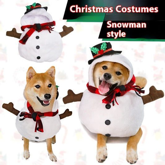 HKM-7702077 Christmas Snowman Dog and Cat Outfit for Halloween and Holiday Festivities